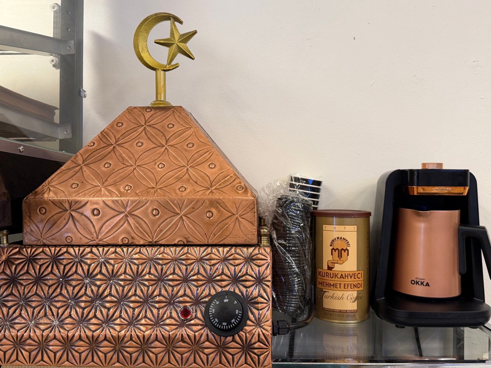 Traditional copper Turkish coffee maker